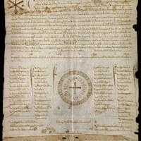 1253, junio, 3. Sevilla. Alfonso X concede a Ruy López de Mendoza, su almirante, la alquería de Boria Santarem y unas tierras en Guadajoz.