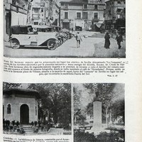 Aspecto del edificio del Café-Teatro Salón Novedades, inmueble que databa del siglo XVIII en la intersección de las calles Campana y Santa María de Gracia antes de su derribo en 1923. El Novedades, fundado en 1897 por Fernando González Serna vino a recuperar los desaparecidos cafés-cantante del XIX como el Burrero o el de Silverio Franconetti. A la izquierda, la Casa Nogueira (1907-1908) obra regionalista de Aníbal González. 1922 ©ICAS-SAHP, Hemeroteca Municipal de Sevilla, La Semana Gráfica, 16 de septiembre de 1922.