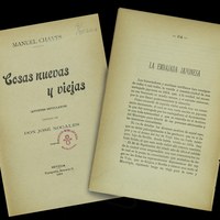 Primera página del relato sobre la carta japonesa publicado en 1904 por Manuel Chaves Rey, oficial del Archivo Municipal y cronista oficial de Sevilla. Biblioteca del SAHP