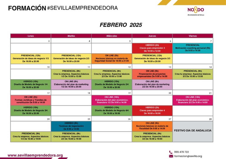 Calendario febrero 2025